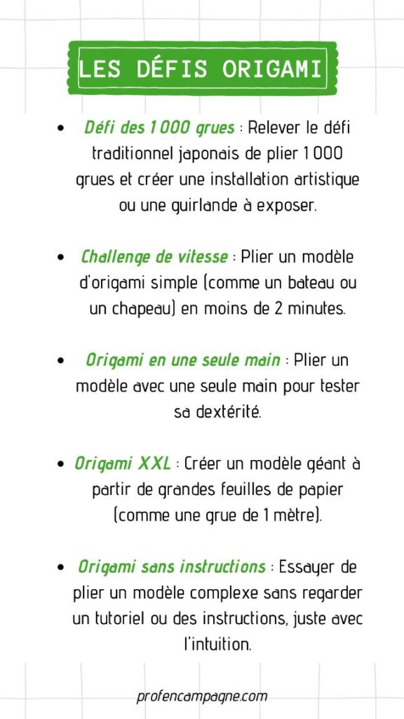 jeu defi origami